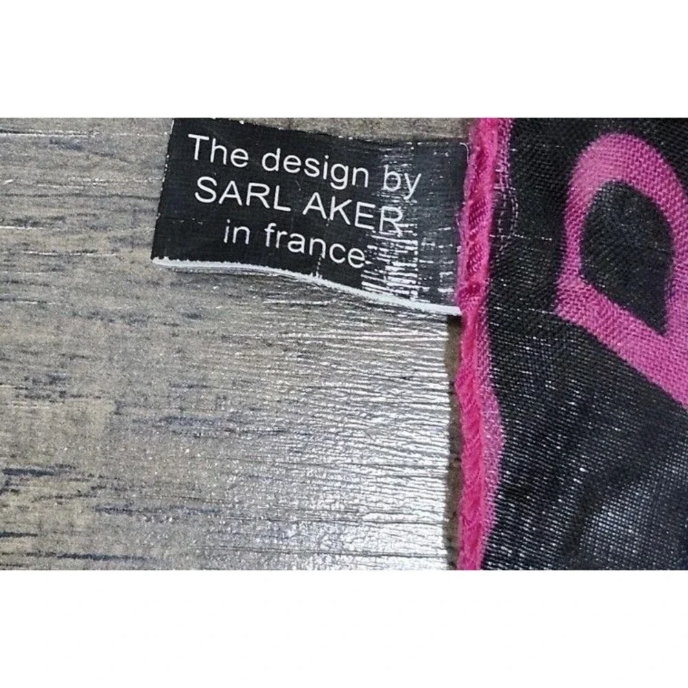 Aker Paris France Silk Scarf 38x38 Multicolor Pink Gold Luxury Square Wrap